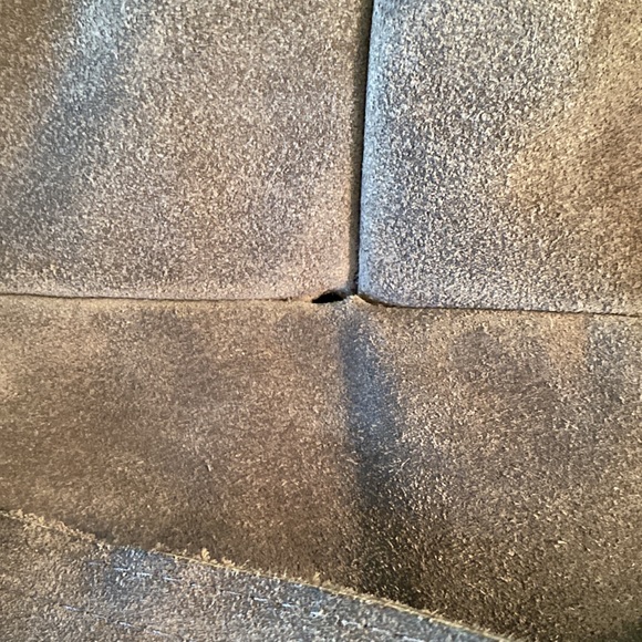 Vintage A&F 1970s Abercrombie Fitch Gray Suede Faux Fur Belted Coat Jacket - L - Picture 15 of 16